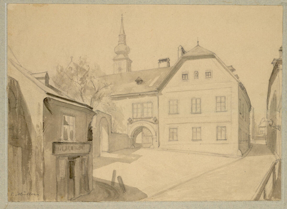 Müllers Geburtshaus: Gassenansicht, alte Währinger Hauptstraße 21, Karl Müller