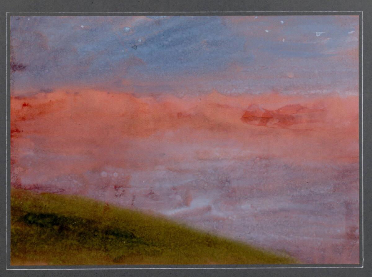 Anton Nowak, Farbenscherz: Bergwiese mit rotem Abendhimmel, Inv. Nr.: 19526