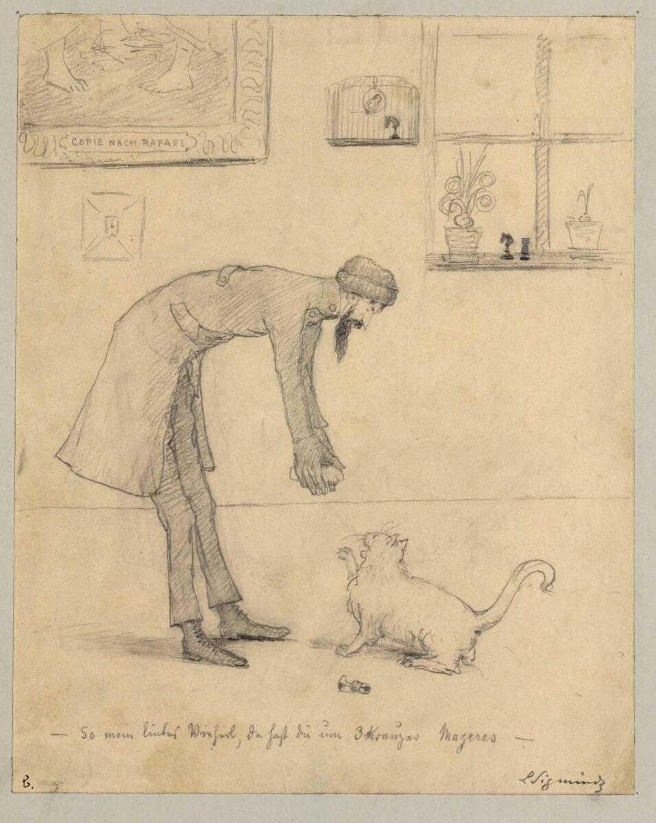 Ludwig Sigmundt, Reisinger und seine Katze, Inv. Nr.: 19599