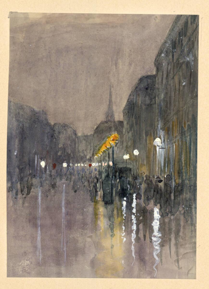 Abendliche Straßenszene einer Großstadt, Inv. Nr.: 19696