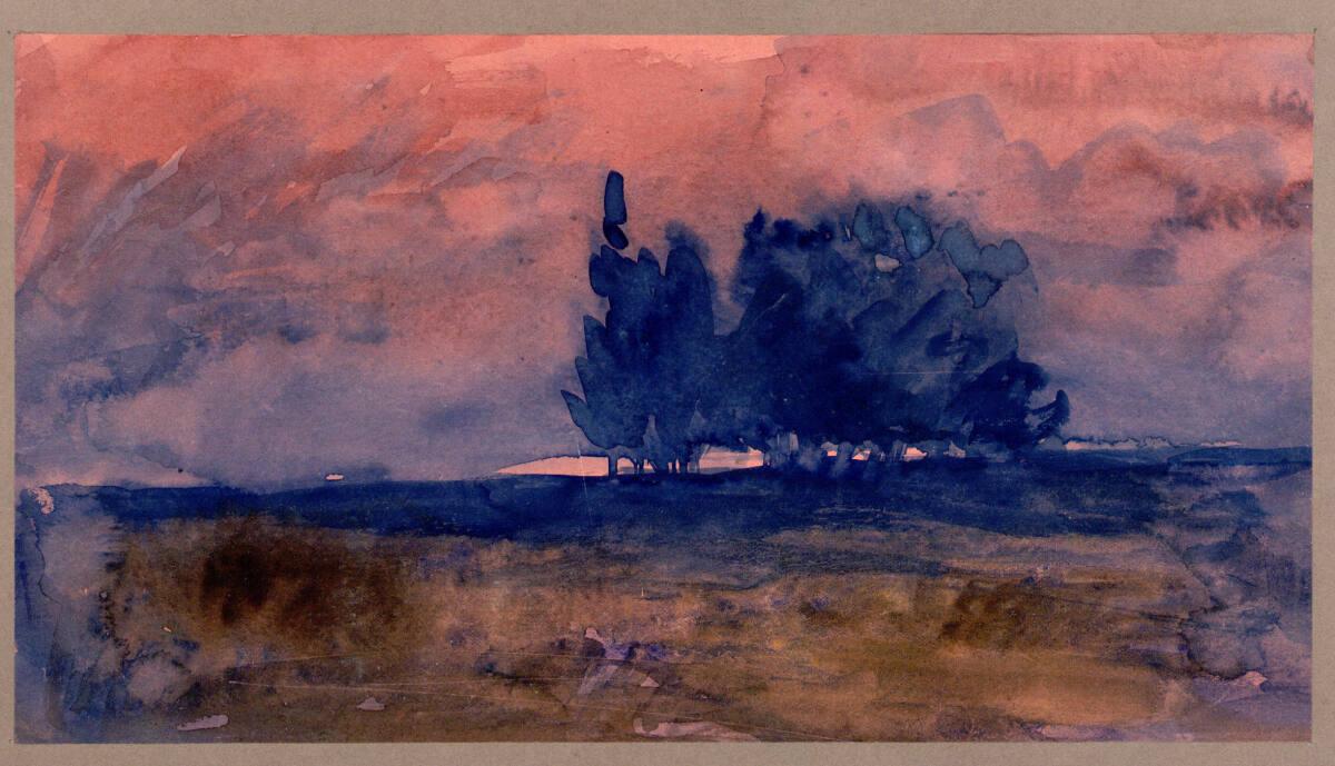 Ebene mit Baumgruppe in Abendstimmung, Inv. Nr.: 19708