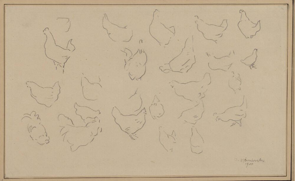 Alois Hänisch, Hühnerstudien, Inv. Nr.: 22394b