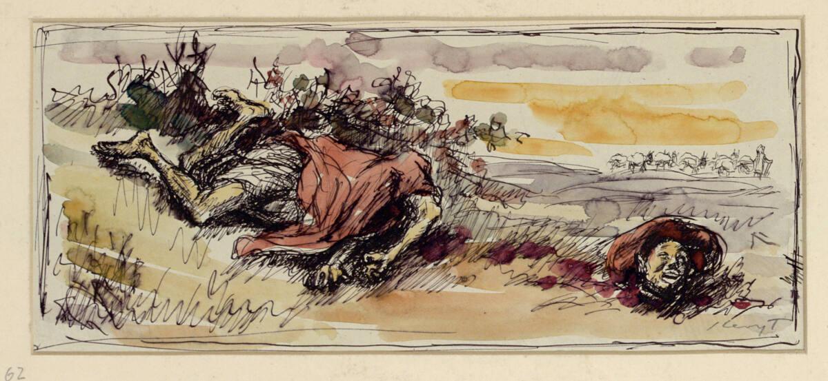 Max Slevogt, Illustrationsentwurf zu "Ali Baba und die vierzig Räuber" (1903): Der von den Räub…