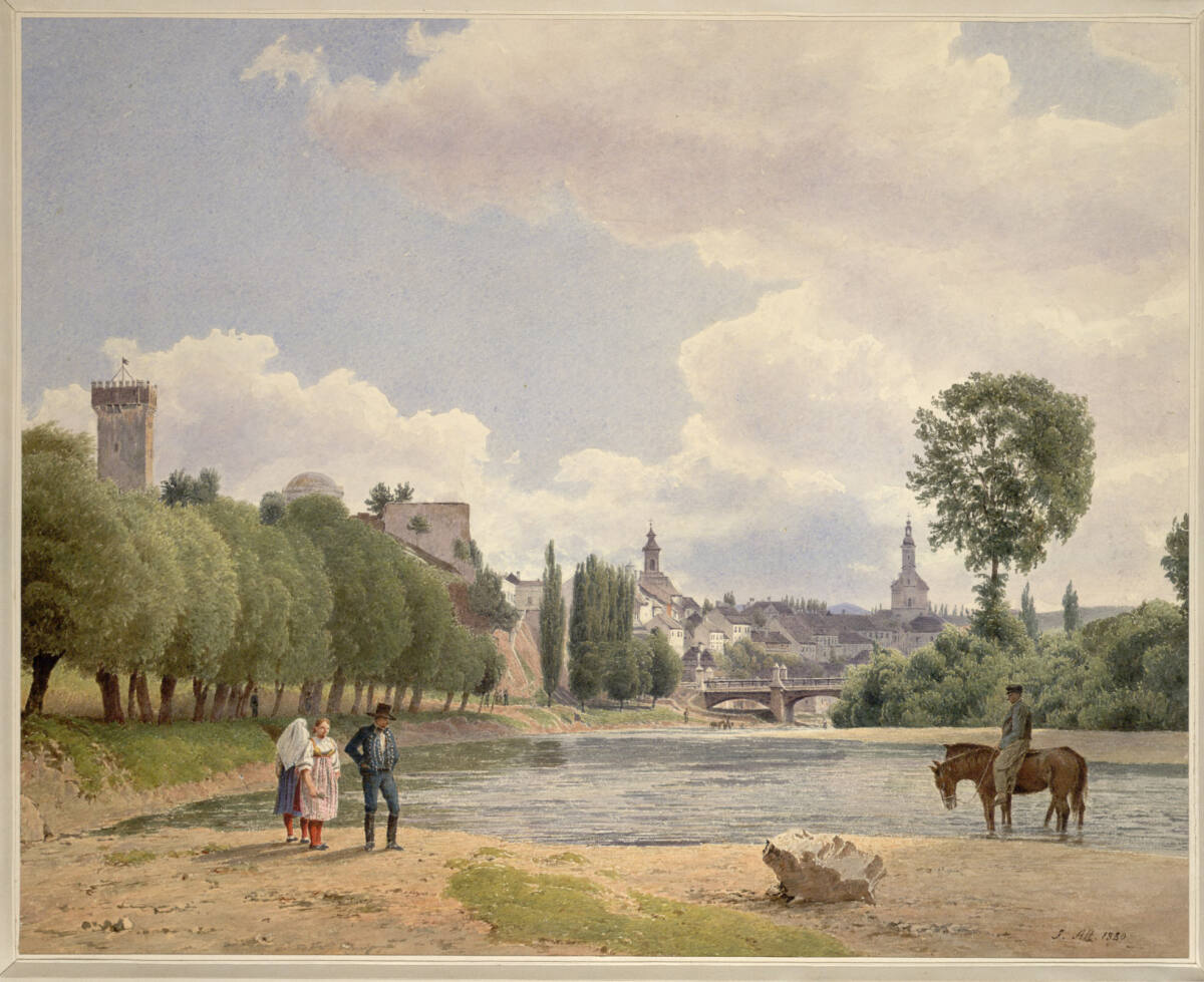 Blick auf Teschen (Guckkastenblatt), Jakob Alt, 1840