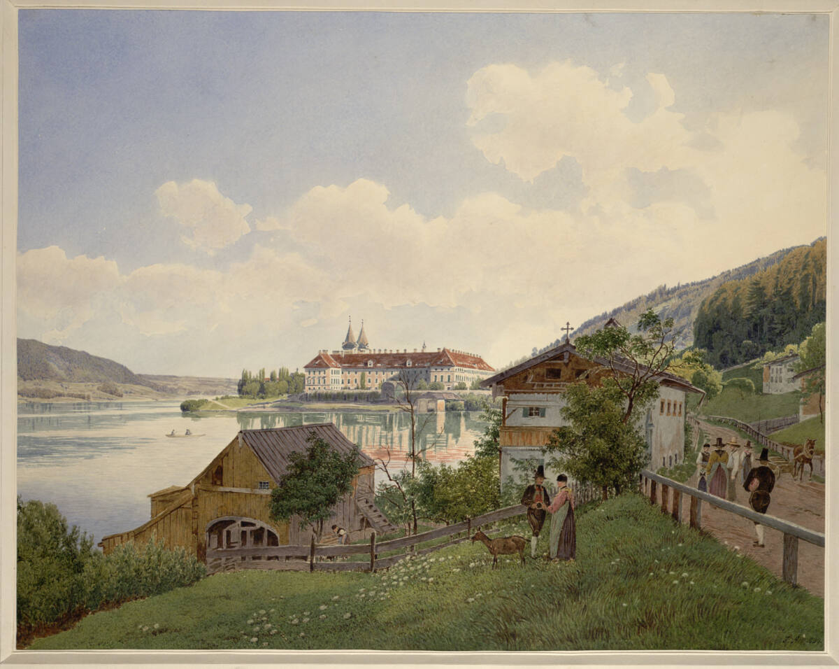 Der Tegernsee (Guckkastenblatt), Jakob Alt, 1839