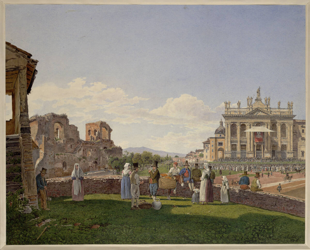 Die Basilika San Giovanni in Laterano in Rom (Guckkastenblatt), Jakob Alt, 1835