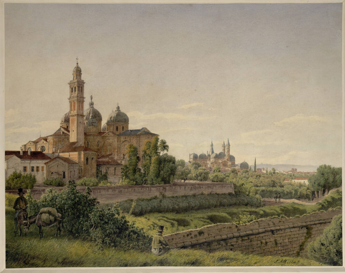 Yustin und Antoniuskirche in Padua (Guckkastenblatt), Jakob Alt, 1843