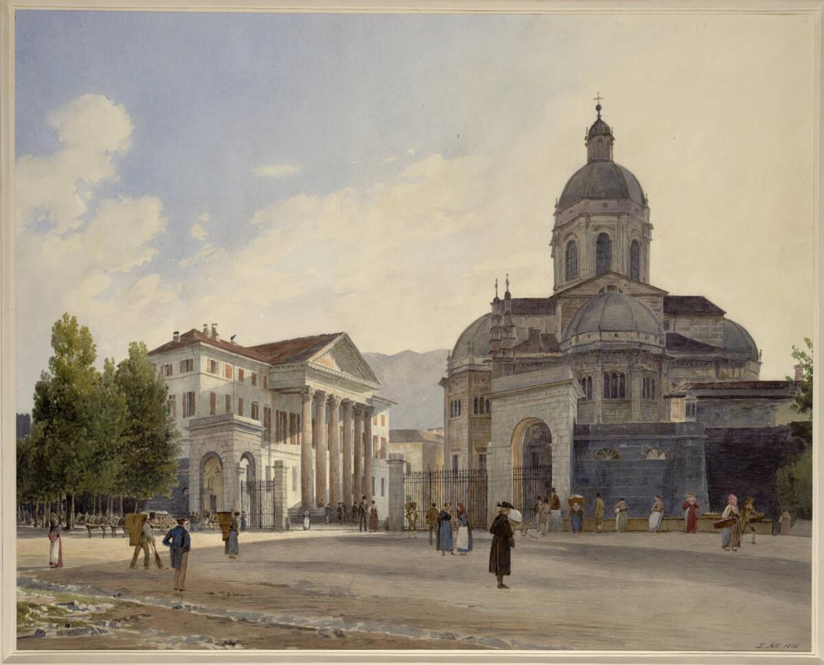 Rudolf von Alt, Die Domkirche und das Theater in Como (Guckkastenblatt), Inv. Nr.: 22599