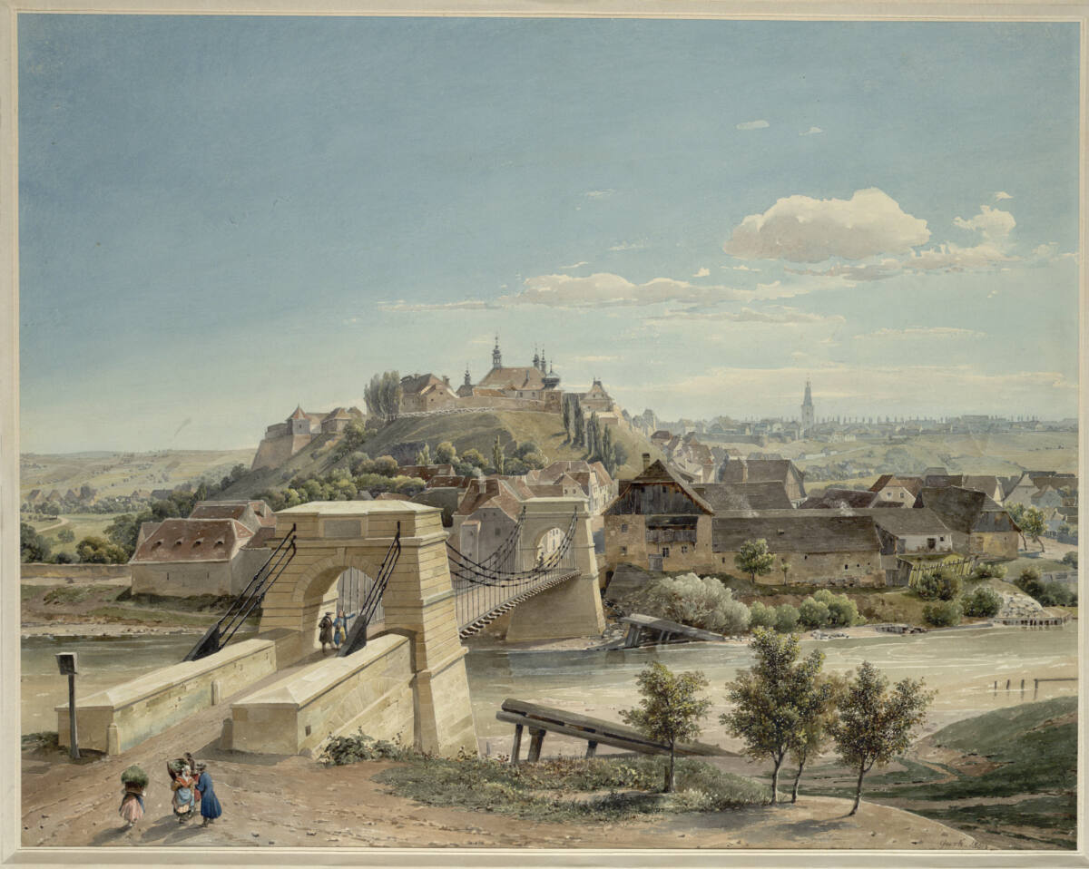 Saaz in Böhmen (Guckkastenblatt), Eduard Gurk, 1840
