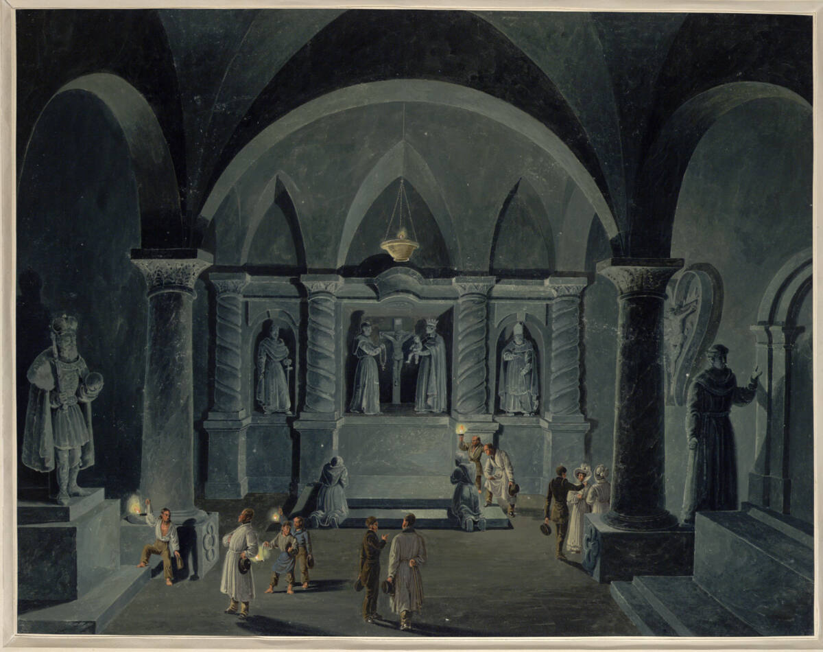 St. Antonkapelle im Bergwerk von Wieliczka (Guckkastenblatt), Eduard Gurk