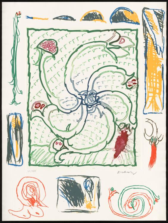Pierre Alechinsky, Hommage à Picasso: Vegetabile Komposition, Inv. Nr.: DG1975/177