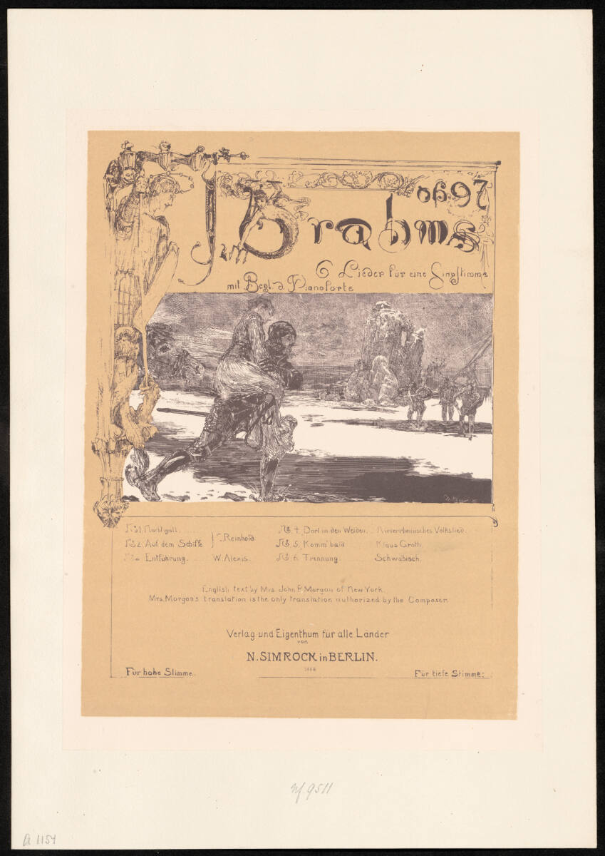 Titel zu Brahmsliedern: Entführung, Max Klinger, 1886