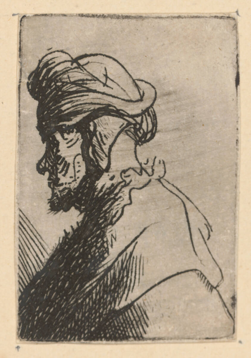 Mann mit Kappe um sein Kinn, Rembrandt