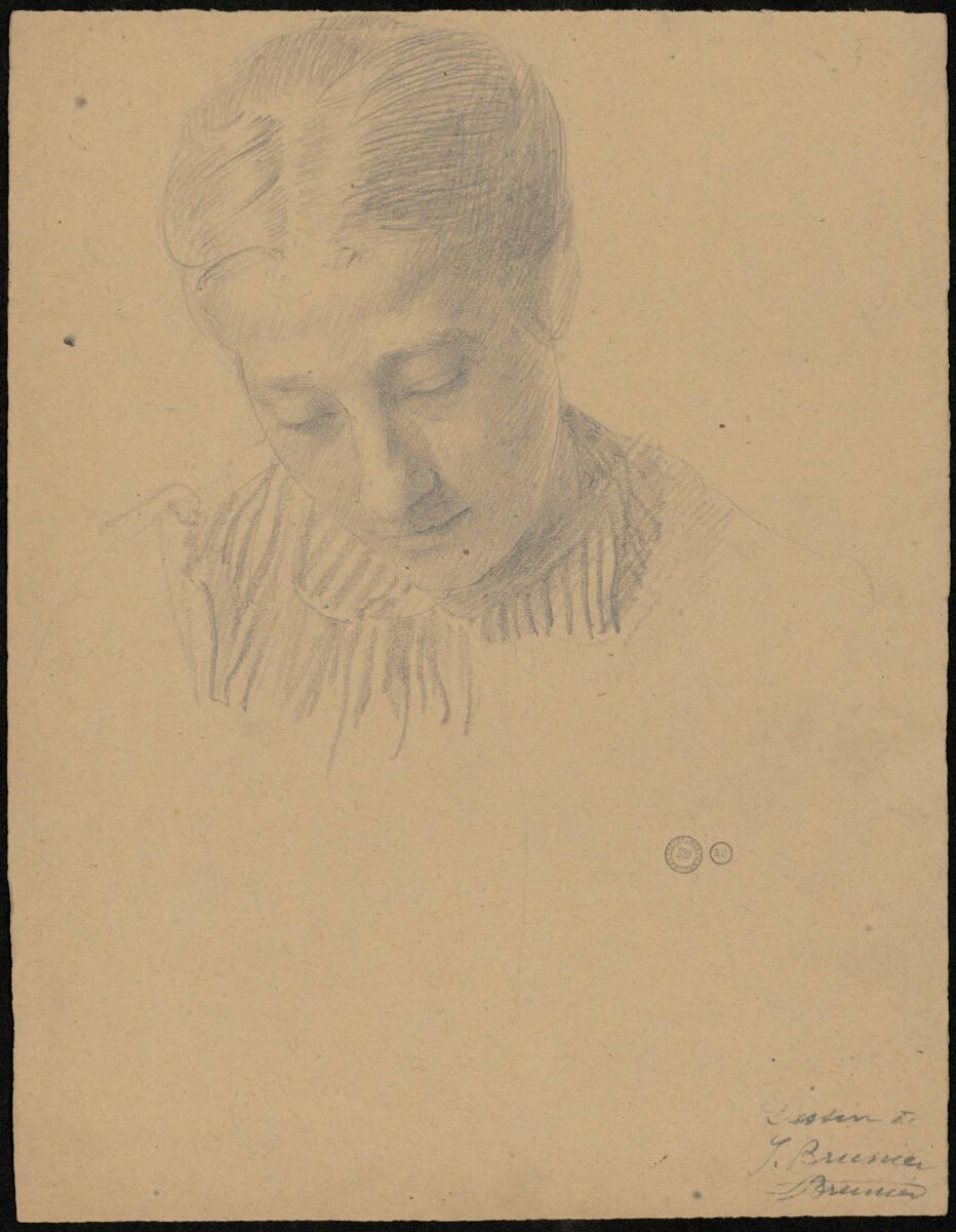 Joseph Auguste Brunier, Weibliche Kopfstudie, Inv. Nr.: 47459