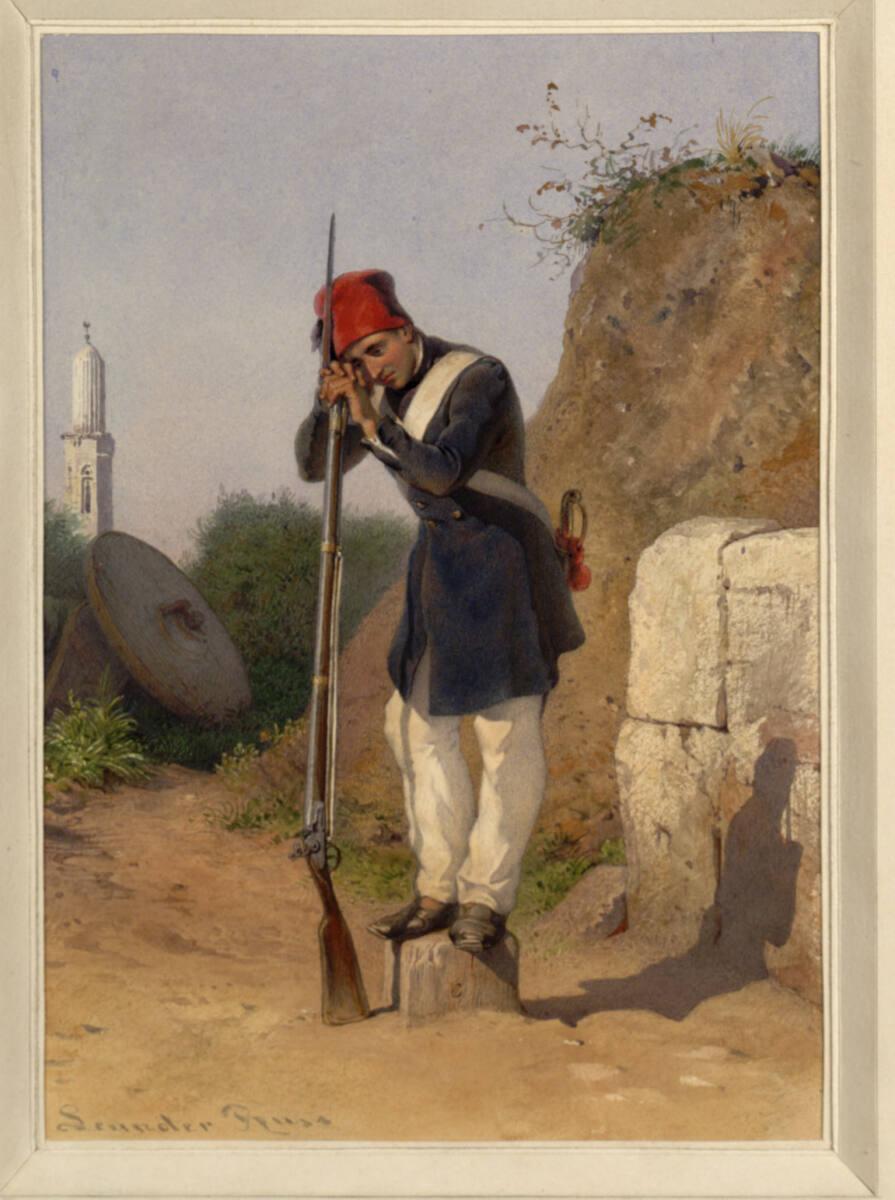 Leander Russ, Türkischer Wachposten (Guckkastenblatt), Inv. Nr.: 22801