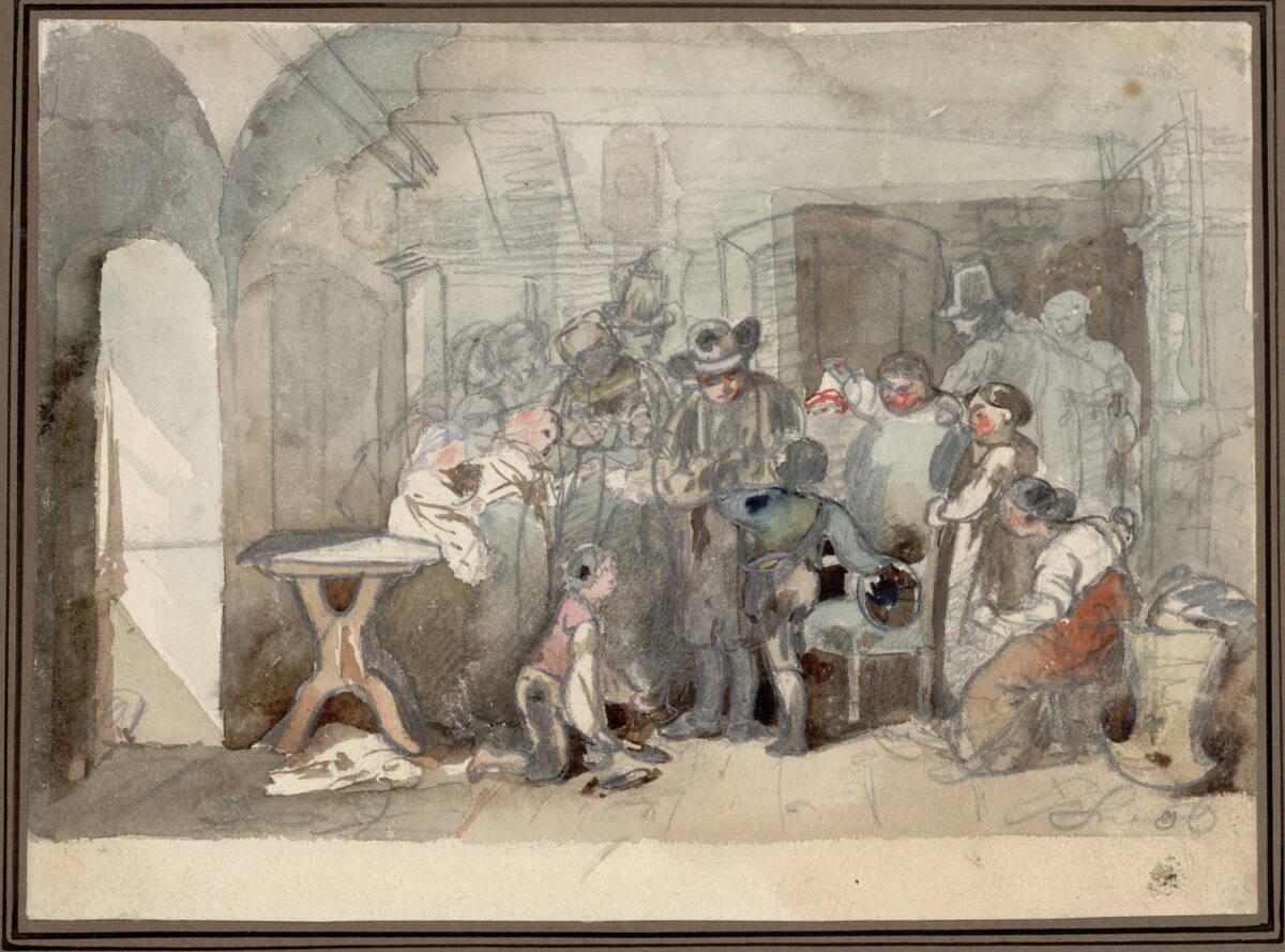 Eduard Swoboda, Begrüßung eines Eintretenden (Szene aus einer Bauernstube), Inv. Nr.: 22830