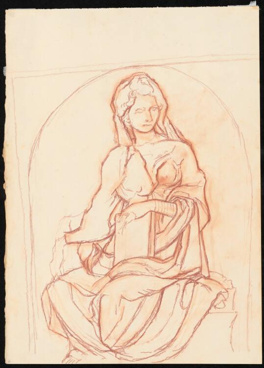 Gerhart Frankl, Study of Old Master (Ceiling Painting by Tiziano, Sansovino Library, Venice), I…