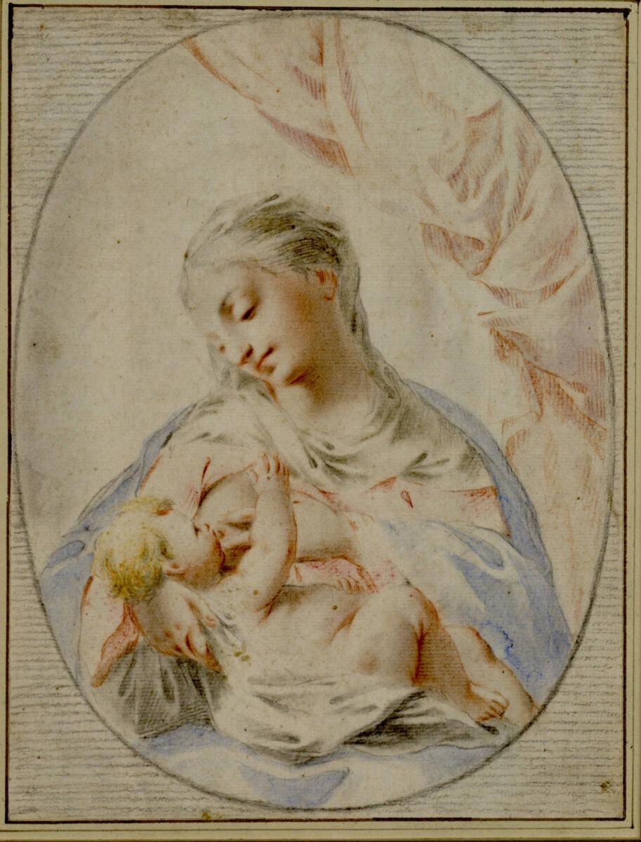 Anonym, Die Madonna gibt dem Kinde die Brust (stehendes Oval), Inv. Nr.: 992
