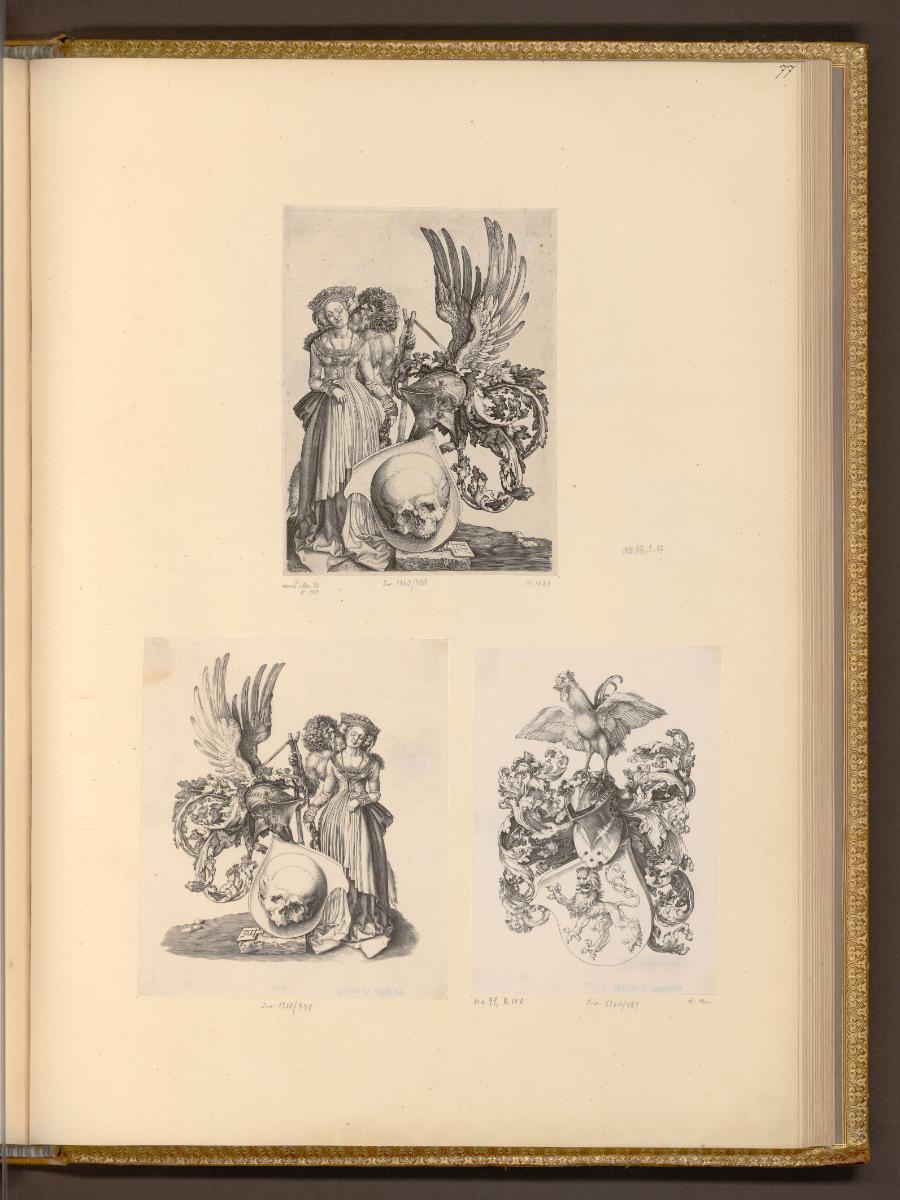 Kopien nach Arbeiten von Albrecht Dürer, Der Marktbauer und sein Weib; Löwenwappen mit dem Hahn…