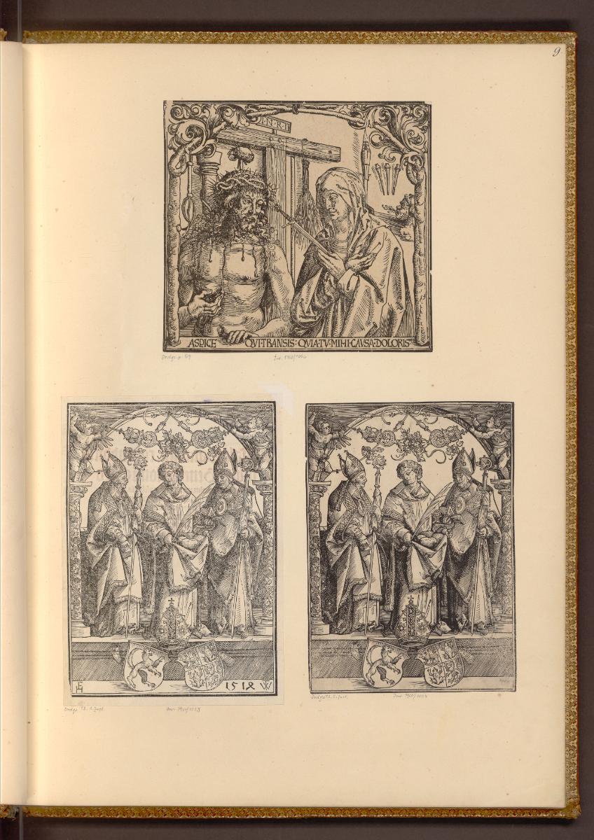 Holzschnitte aus dem Umfeld von Albrecht Dürer, Schmerzensmann und Schmerzensmutter; Die Heilig…