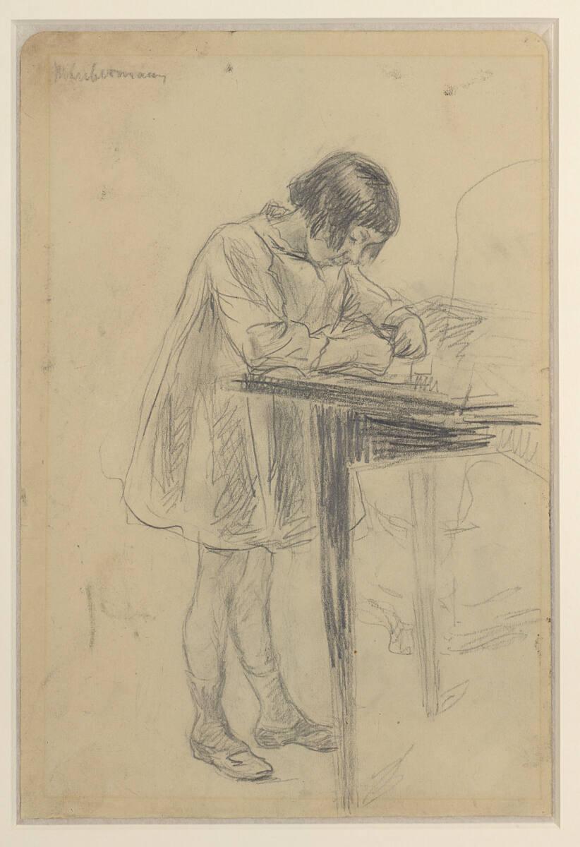 Max Liebermann, Die Enkelin des Künstlers an einem Tisch stehend beim Schreiben, Inv. Nr.: 2312…