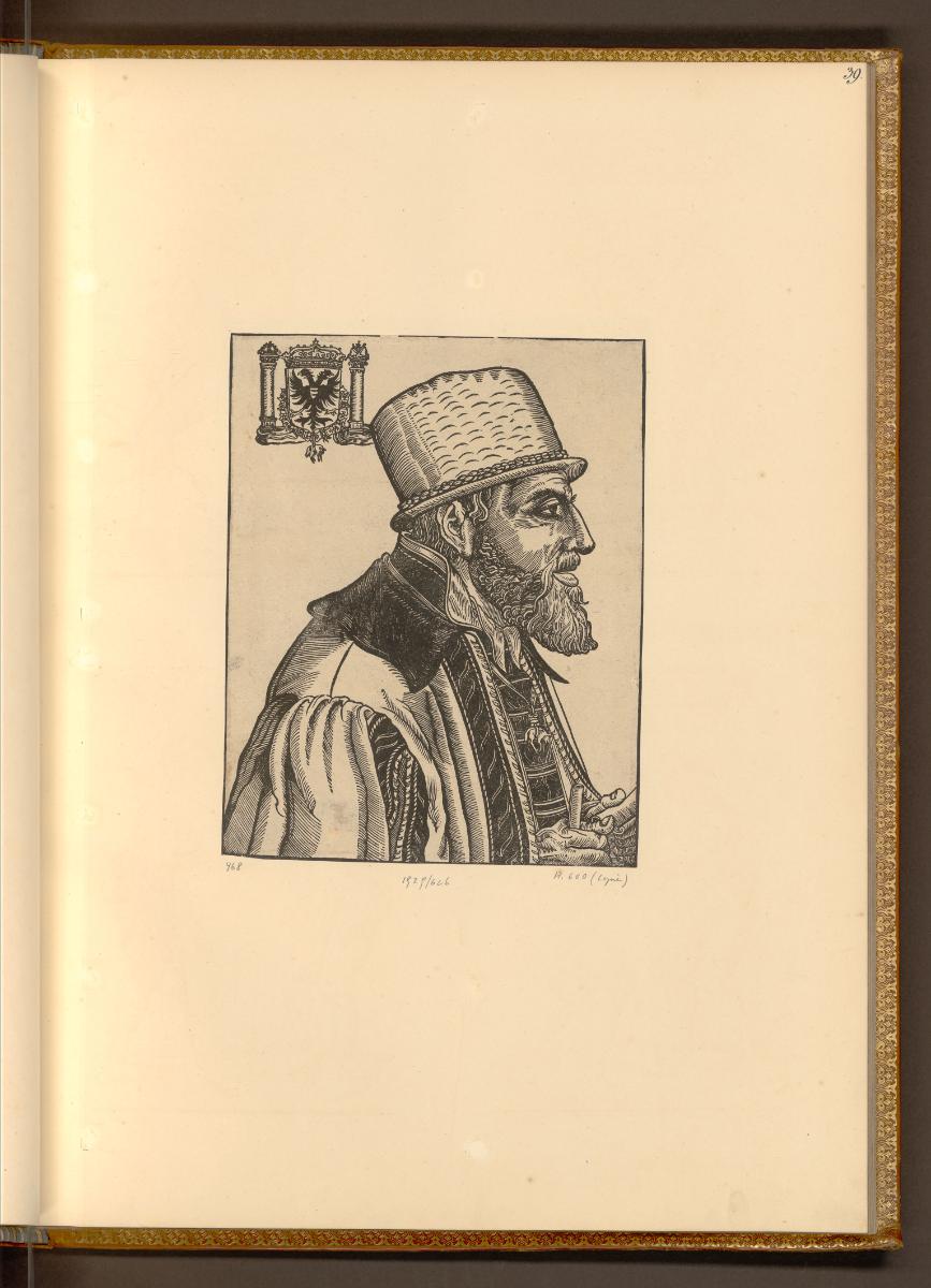Lucas Cranach d. J., Holzschnitte von Lucas Cranach d. J. und Werkstatt, Kaiser Karl V., Profil…