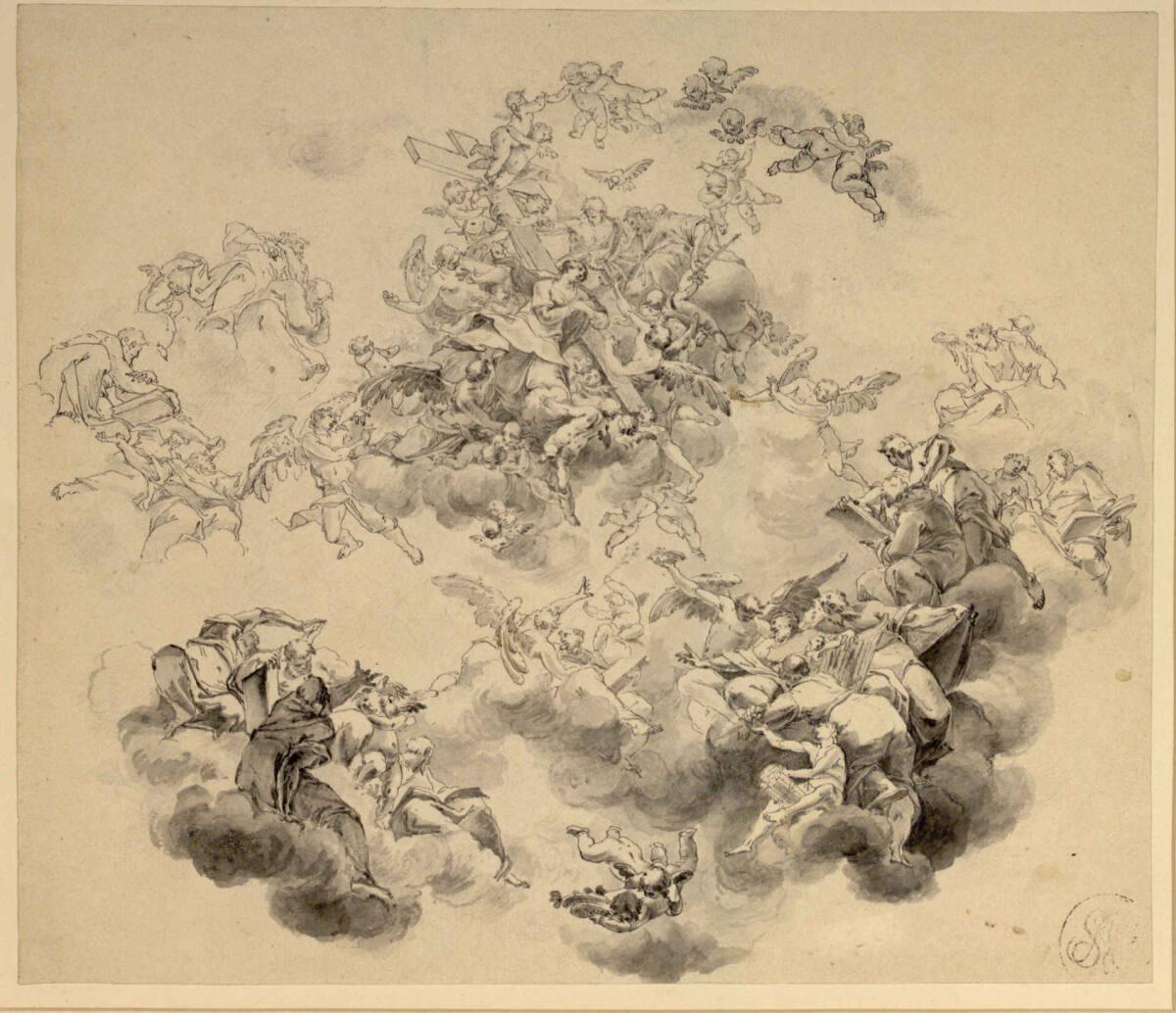 Caspar Franz Sambach, Krönung Mariae (Entwurf für ein Deckenbild), Inv. Nr.: 23180