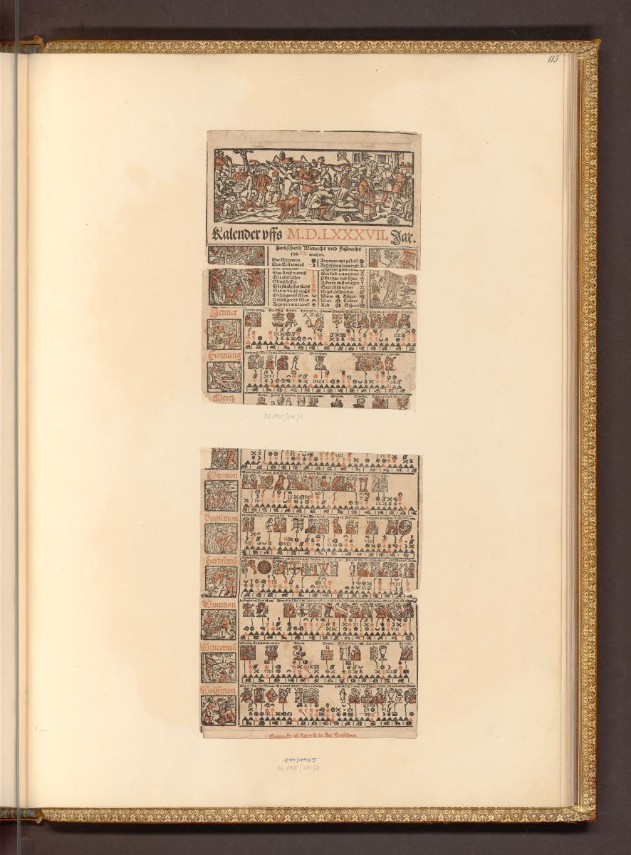 Schweizer Holzschnitte des 16. Jahrhunderts, Kalender des Jahres 1587, Inv. Nr.: Deutsch nach S…