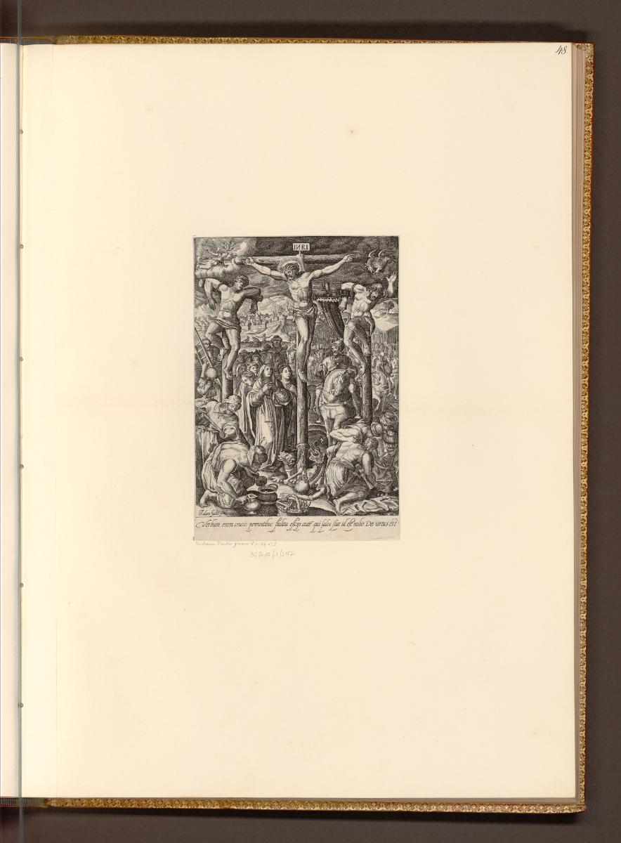 Deutsche Druckgrafiken des 16. und 17. Jahrhunderts, Christus am Kreuz zwischen den beiden Schä…