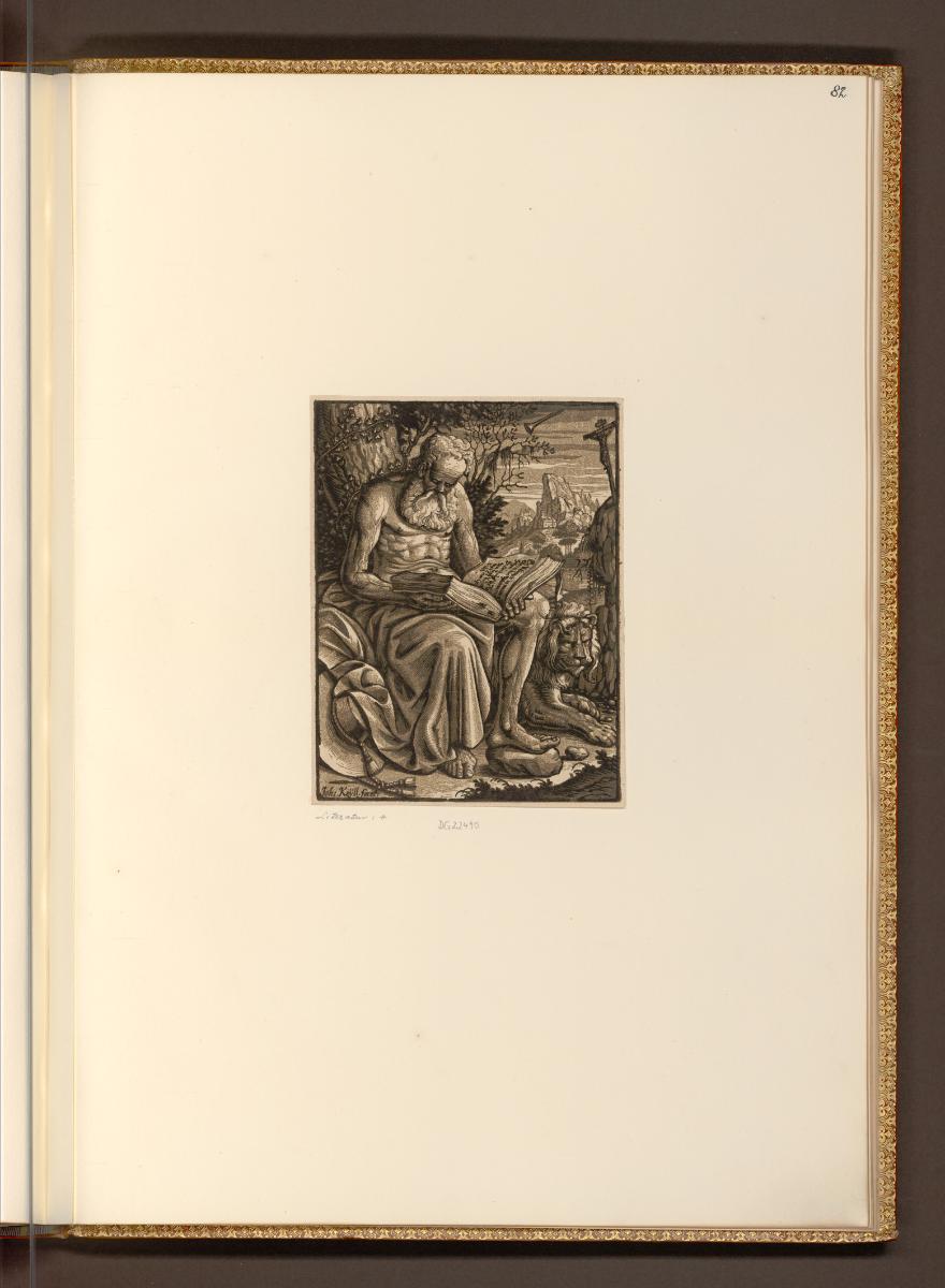 Deutsche Druckgrafiken des 16. und 17. Jahrhunderts, Hl. Hieronymus in der Wüste lesend, Inv. N…