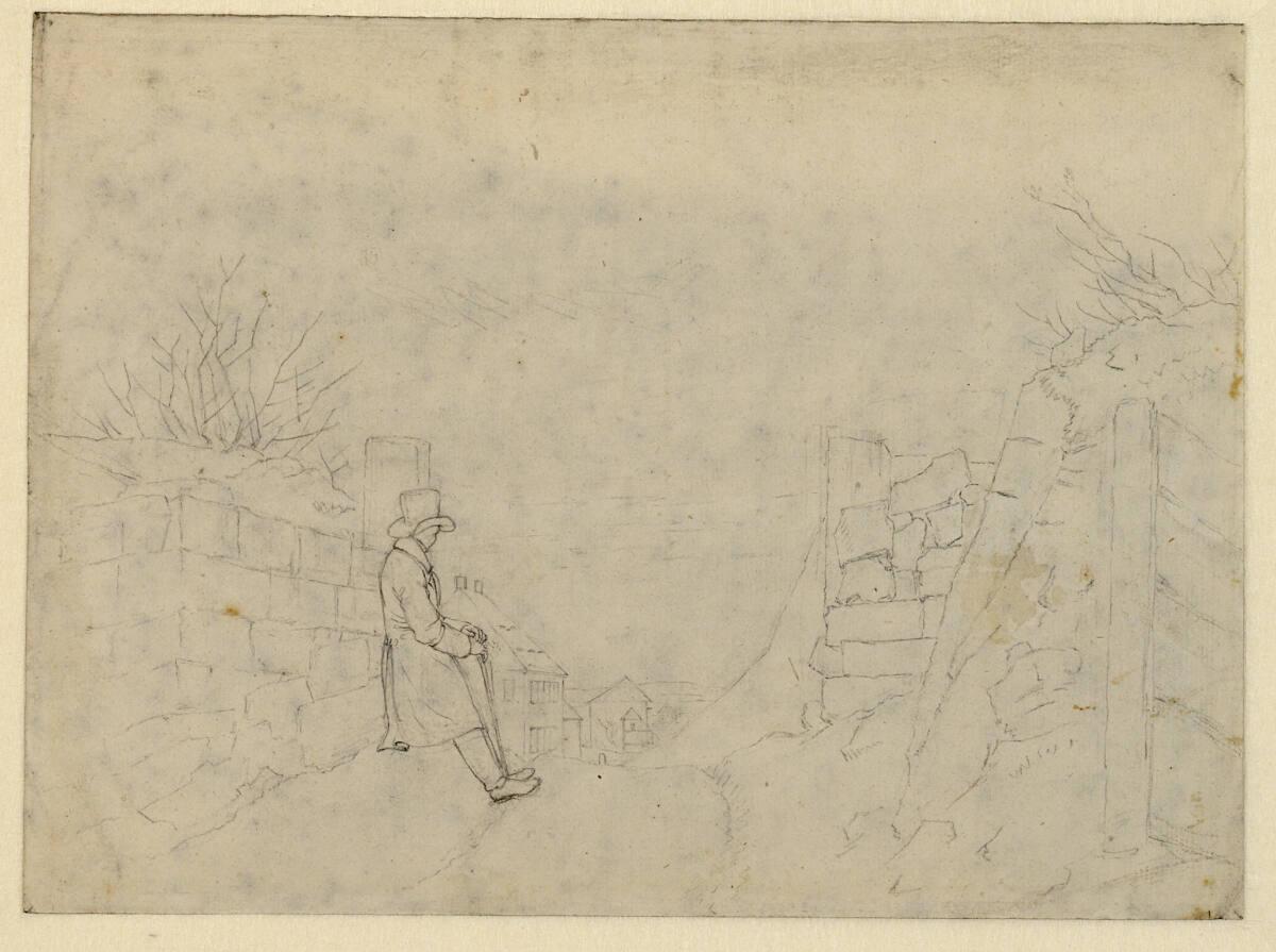 Deutsche Schule. UmkreisCaspar David Friedrich, Wanderer vor der Stadt, Inv. Nr.: 23249