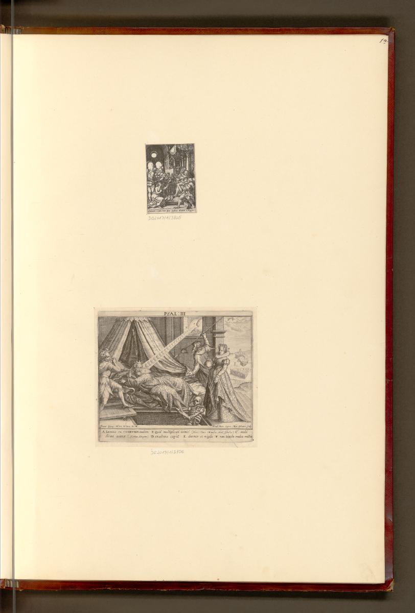 Druckgrafiken von Matthäus Greuter und Peter Isselburg, Das Urteil des Salomon; Psalm III, Inv.…