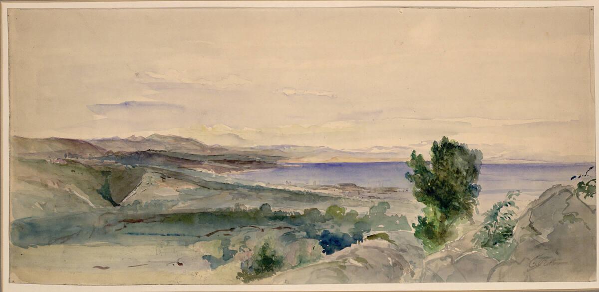 Anonym, Blick auf eine Meeresbucht vom Land aus, Inv. Nr.: 23269