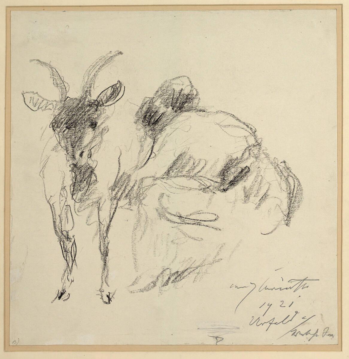 Lovis Corinth, Frau, eine Ziege melkend, Inv. Nr.: 23283