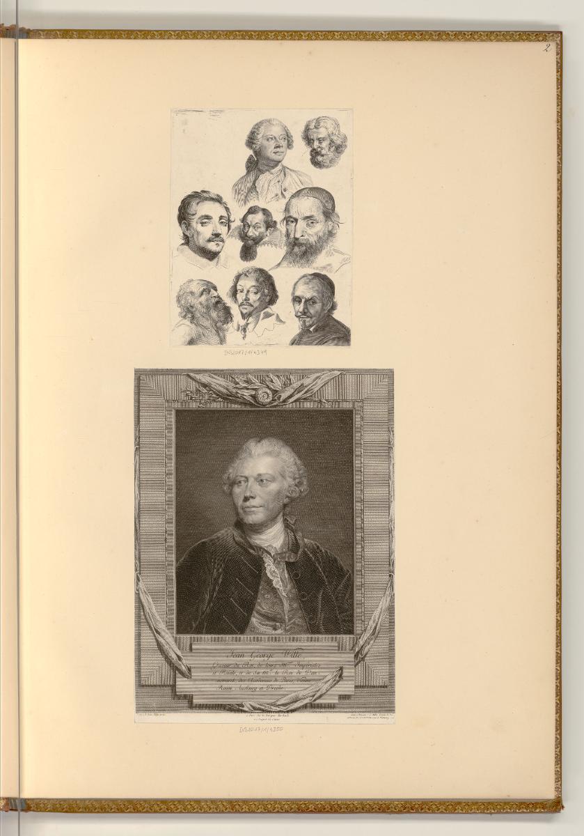 Druckgrafiken von Johann Georg Wille, Porträt Johann Georg Wille; Kopfstudien, Inv. Nr.: Deutsc…