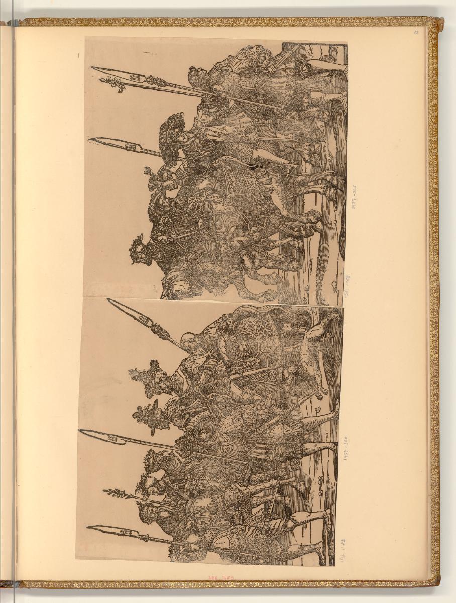 Holzschnitte von Hans Schäufelin, Der Triumphzug Kaiser Karls V.:  Reiter, Landsknechte und Hun…