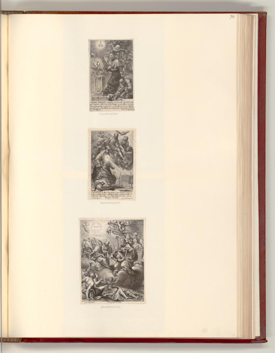 Druckgrafiken von Elias und Johann Hainzelmann sowie Carl Gustav Amling, Hl. Franz Xaver; Hl. I…