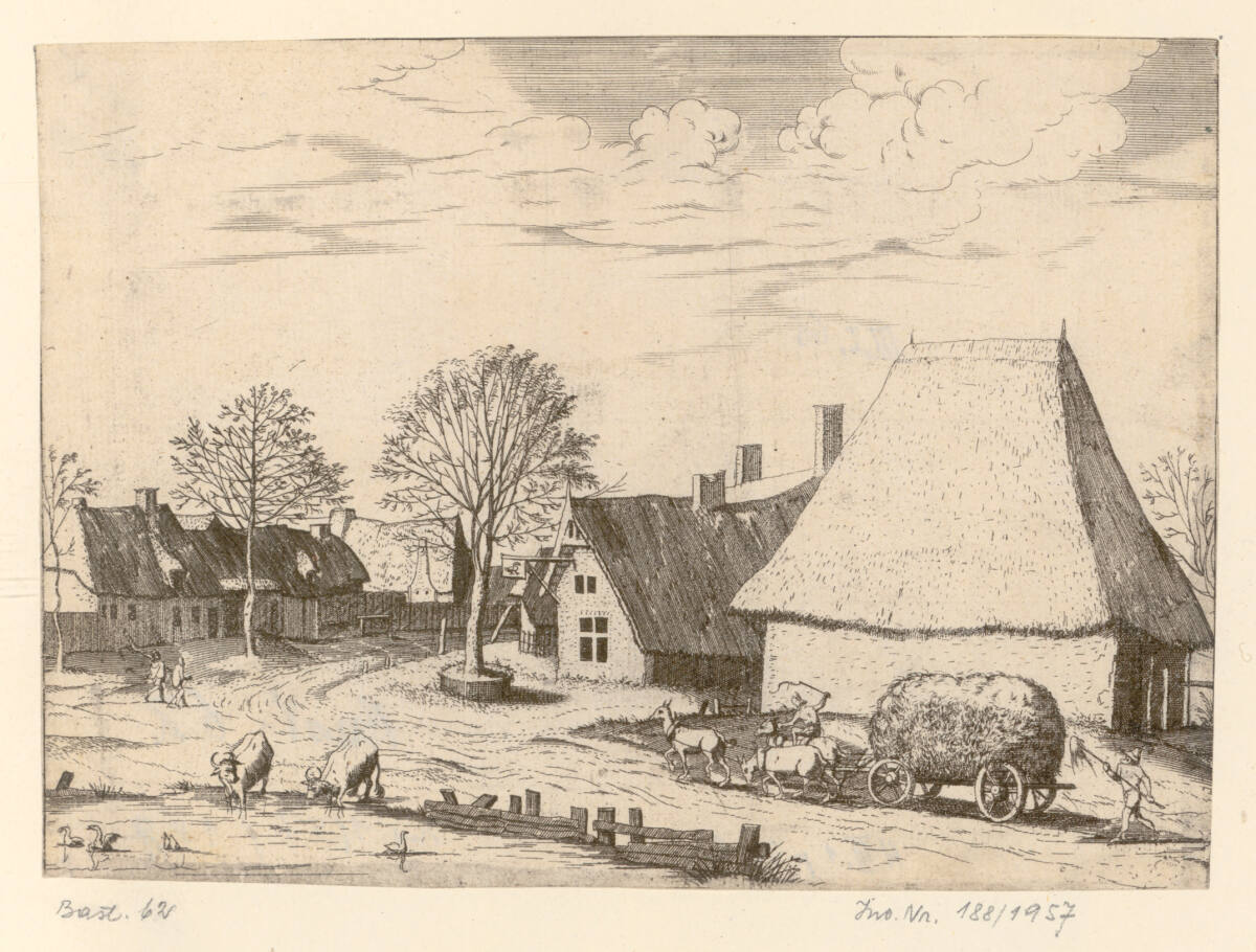 Kleine Landschaft: Dorfstraße mit Heuwagen, MeisterderkleinenLandschaften, 1561