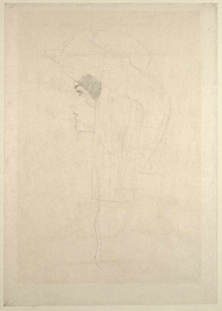Kopf einer Dame mit Hut, Gustav Klimt, 1904–1905