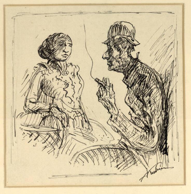Alfred Kubin, Rauchender Mann und Mädchen, Inv. Nr.: 23565