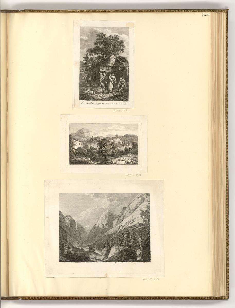 Druckgrafiken von Karl Rahl d. Ä., Eine ländliche Gruppe aus dem südwestlichen Tirol, Landschaf…