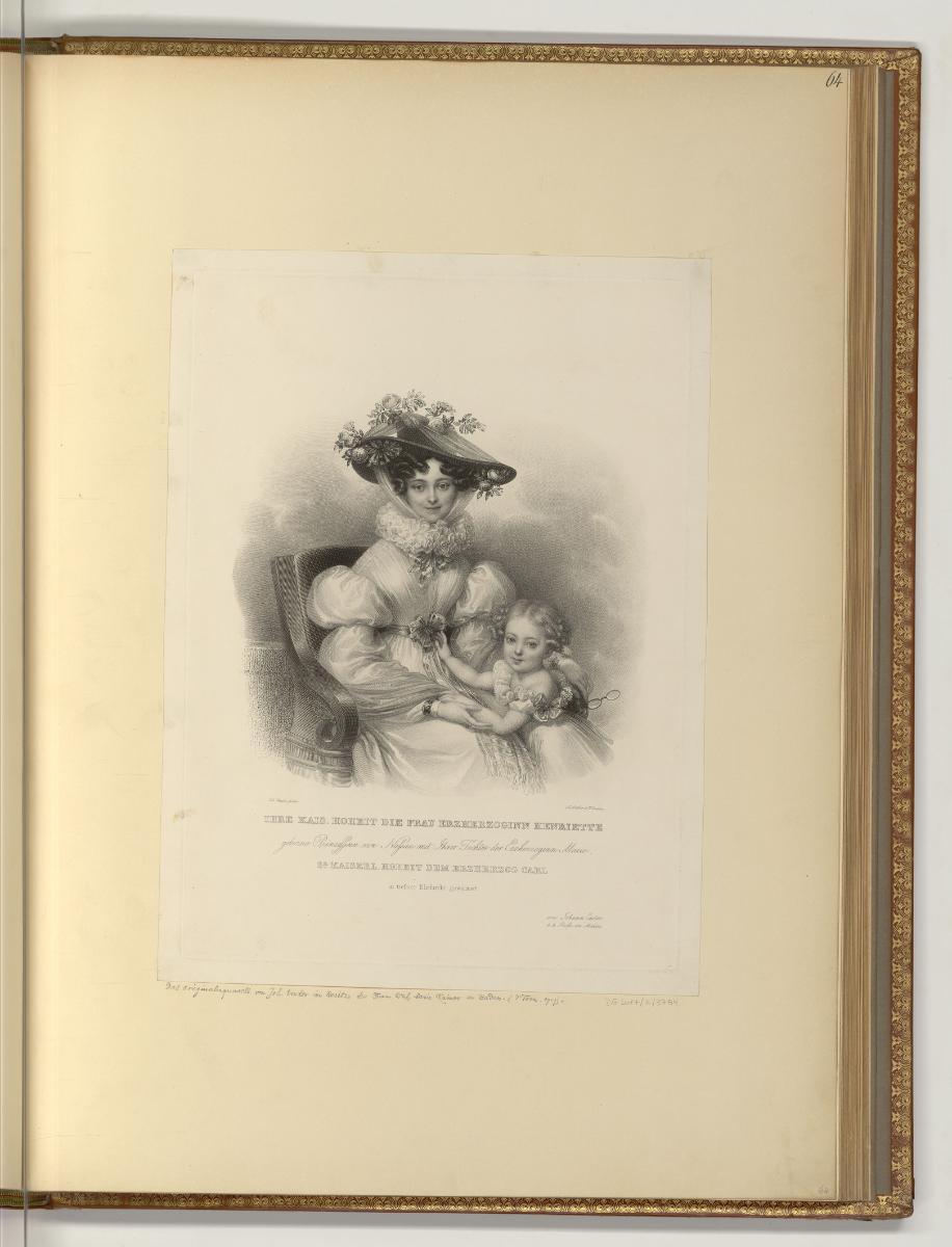 Druckgrafiken von Franz & Josef Stöber, Porträt Henriette von Nassau-Weilburg mit Erzherzogin M…
