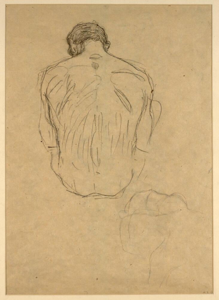 Sitzender männlicher Rückenakt (Studien zur Übertragungsskizze für „Die Medizin“), Gustav Klimt