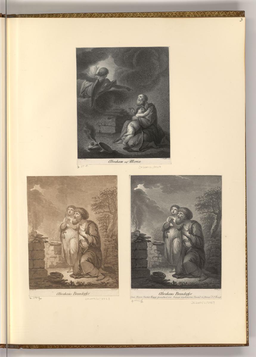 Druckgrafiken von Johann Friedrich Bause, Abraham auf Moria; Abrahams Brandopfer, Inv. Nr.: Deu…