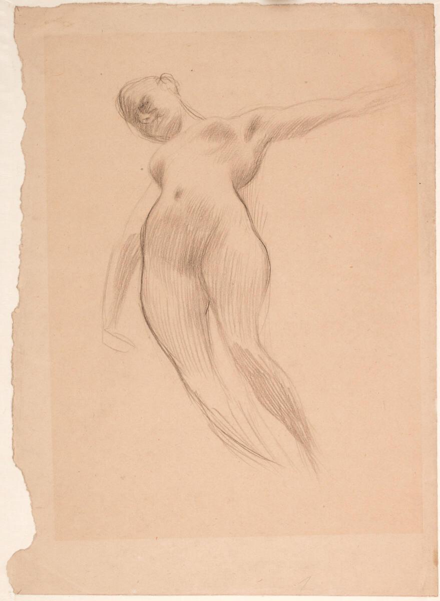 Schwebende (Studie zur Ölskizze für „Die Medizin“), Gustav Klimt, 1897–1898