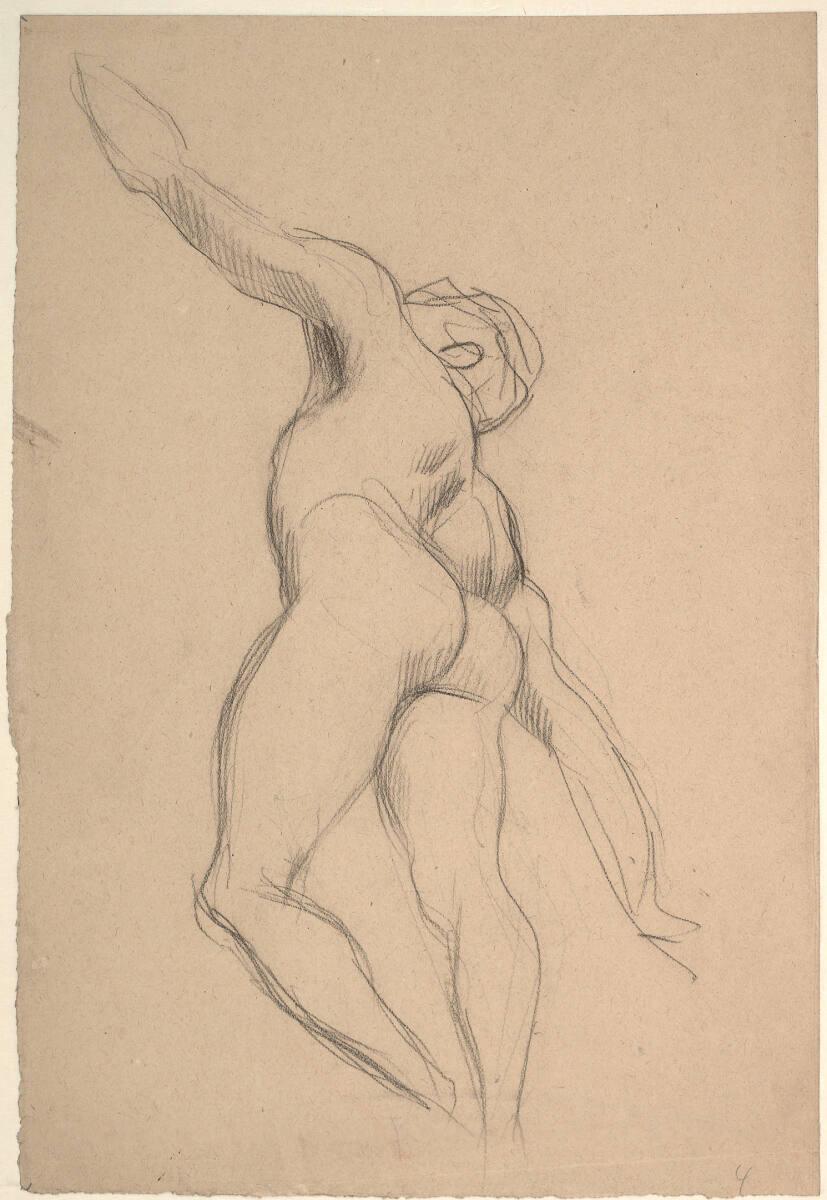 Schwebender Männerakt (Studie zur Ölskizze für „Die Medizin“), Gustav Klimt, 1897–1898