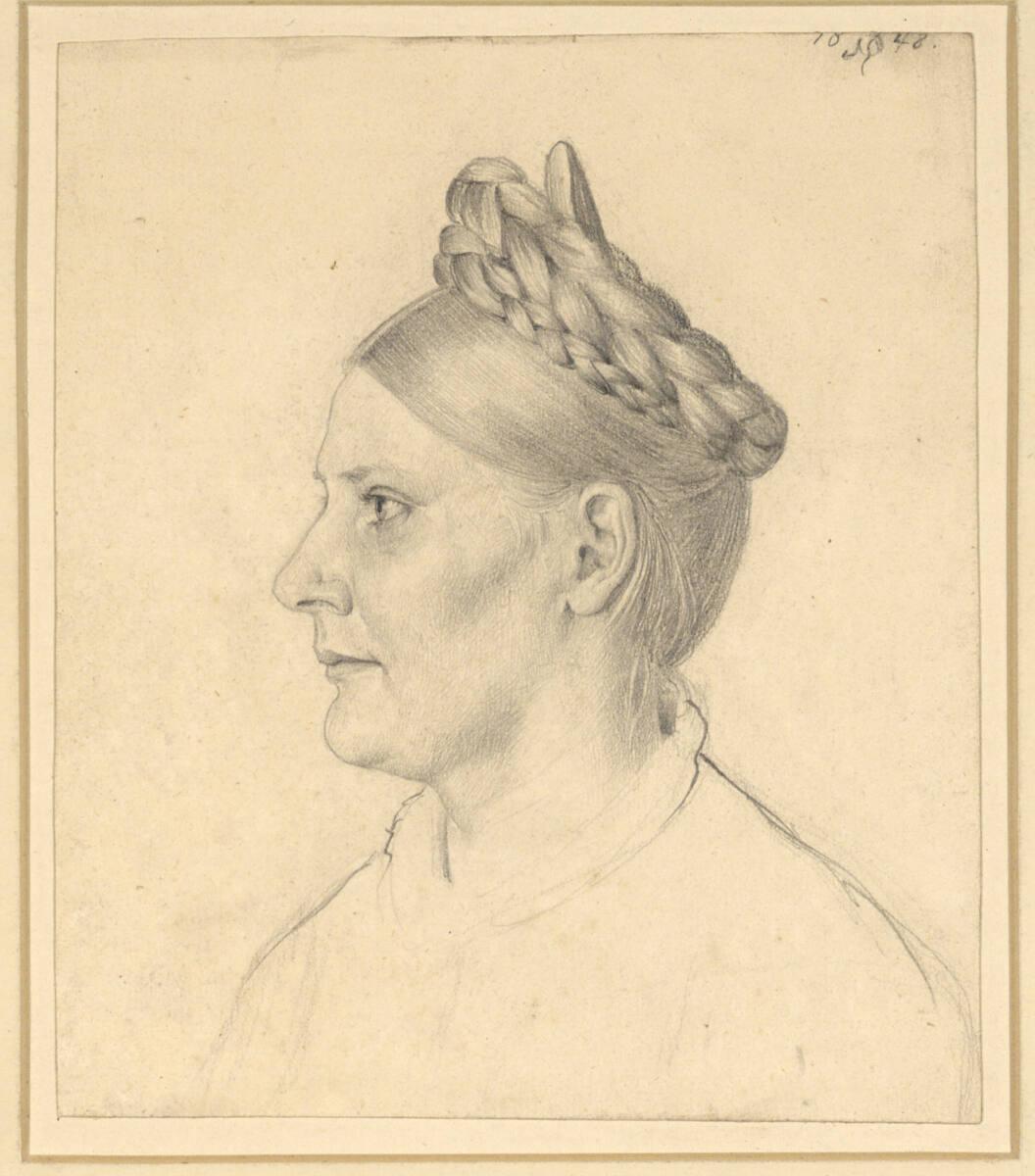Julius Veit Hans Schnorr von Carolsfeld, Bildnis einer jungen Frau im Profil nach links, Inv. N…