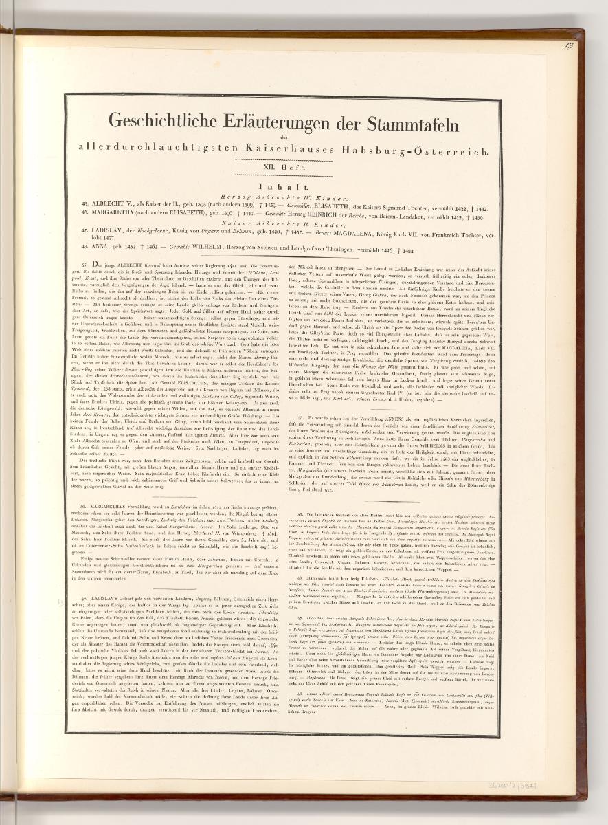 Lithografierter Stammbaum des Hauses Habsburg, Primisser, Alois: Geschichtliche Erläuterungen d…