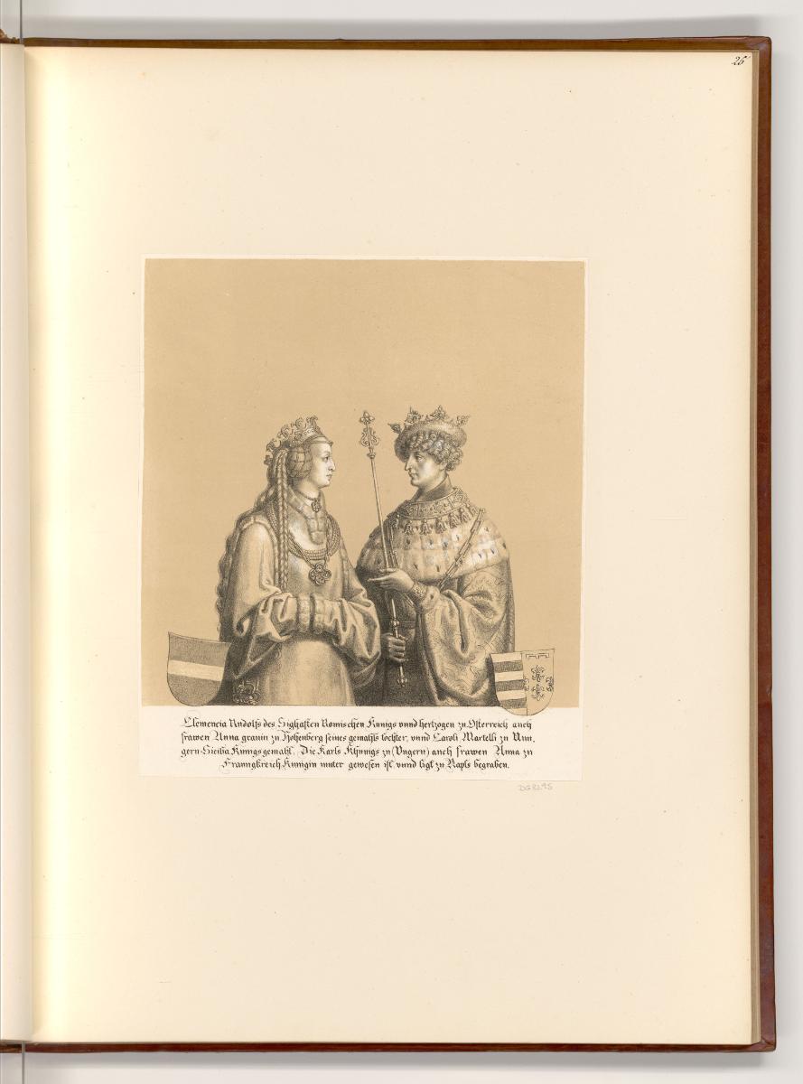 Lithografierter Stammbaum des Hauses Habsburg, Clemencia, Karl Martell, Inv. Nr.: Deutsch nach …