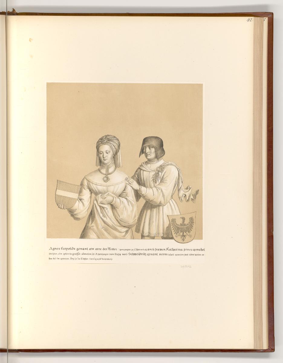 Lithografierter Stammbaum des Hauses Habsburg, Agnes, Boleslav von Schweidnitz, Inv. Nr.: Deuts…